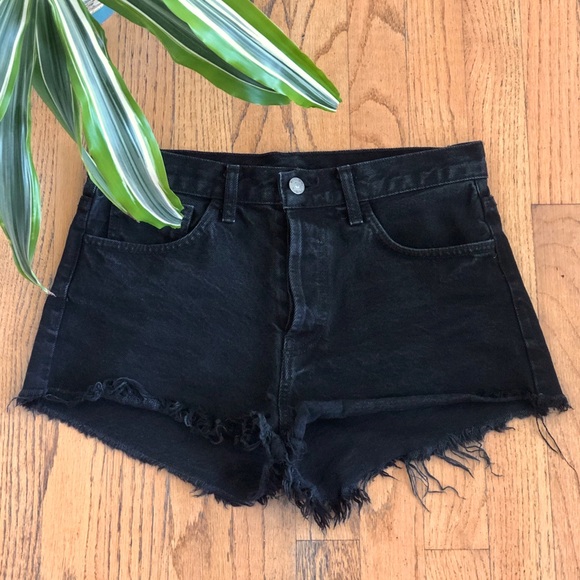 Free People Pants - Free People Distressed Black Denim Shorts